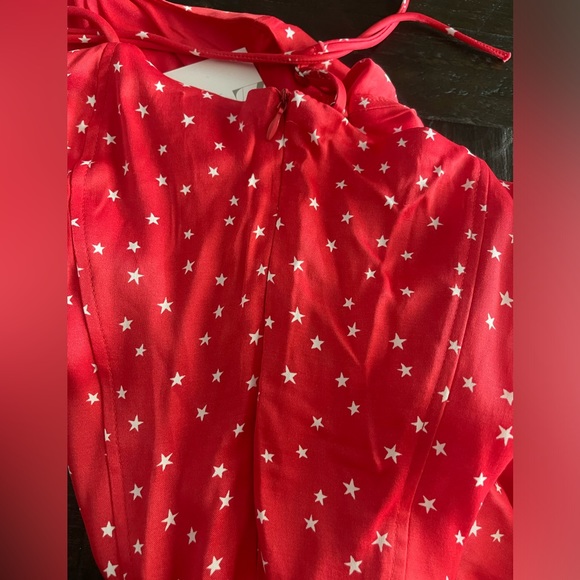 NWT Zara Red Satin Effect Bodysuit White Star Print Sz M Celebrate Patriotic - Picture 5 of 12